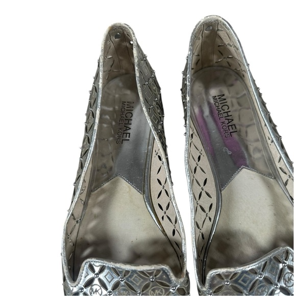 Michael Kors Women’s Ballet Flats Metallic Silver Size 8.5 - Picture 2 of 5